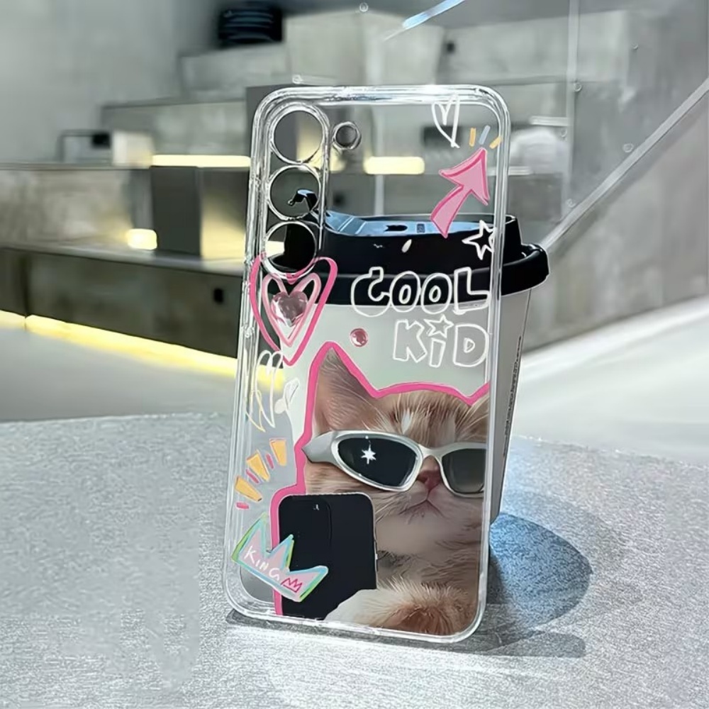 Samsung Galaxy A55 - 子犬柄クリアTPUスマホケース Samsung Galaxy A73 A72 A71